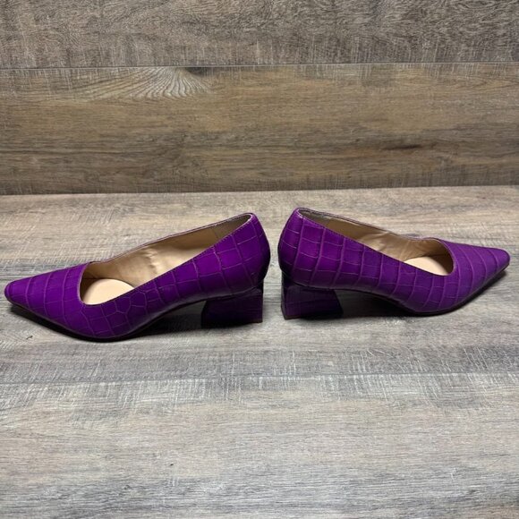Franco Sarto Samira Violet Embossed Leather Pointed Toe Heels Women's Size 9.5 - Picture 4 of 8